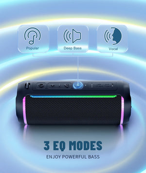 Ortizan X30 Portable Bluetooth Speaker 40W Outdoor IPX7 Waterproof Bass Boost Sound Box 3-EQ TWS Dual Pairing BT5.3 RGB Lights