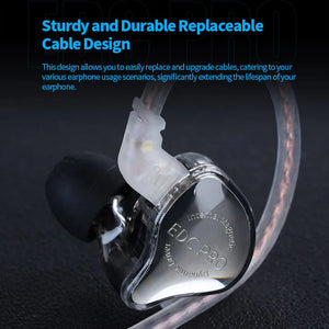 KZ EDC Pro Wire Earphone Large Dynamic Drivers Monitor Bass In-ear Headphone Cancelling Headset with Detachable Audio Cable