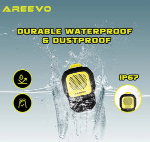 AREEVO PocketCLIP Wearable Speaker, IP67 Waterproof Bluetooth Speaker Clip-on Wireless Portable Speaker Hifi Stereo 10h Playtime