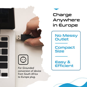 South Africa to Europe Schuko - Type E/F - Travel Plug Adapter - Grounded (SA-EU) - TRAPSKI