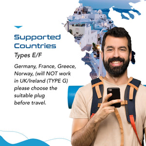 South Africa to Europe Schuko - Type E/F - Travel Plug Adapter - Grounded (SA-EU) - TRAPSKI