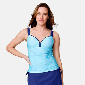 Women's Textured Stripe Double Strap Tankini Top