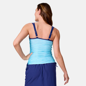 Women's Textured Stripe Double Strap Tankini Top