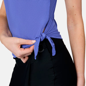 Women's Textured Mesh Side Tie Blouson Tankini Top