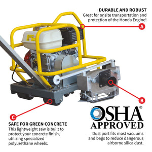 6" Early Entry Green Concrete Saw with 3.5 HP Honda GX120 Engine - TRAPSKI