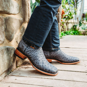 Soto Boots Mens Out of the Wild Black Ostrich Print Boots H50031