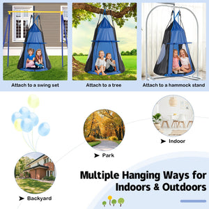 2-in-1 40 Inch Kids Hanging Chair Detachable Swing Tent Set