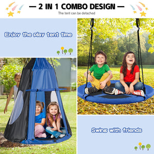 2-in-1 40 Inch Kids Hanging Chair Detachable Swing Tent Set