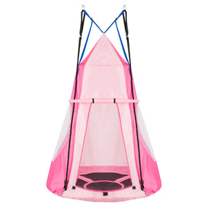 2-in-1 40 Inch Kids Hanging Chair Detachable Swing Tent Set