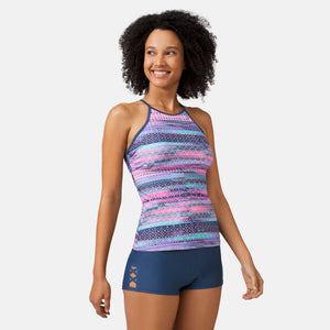 Women's Summer Haze High Neck Macrame Back Tankini Top