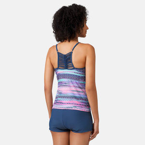 Women's Summer Haze High Neck Macrame Back Tankini Top