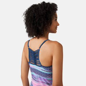Women's Summer Haze High Neck Macrame Back Tankini Top