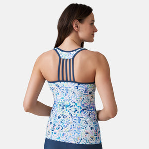 Women's Mosaic Mirage Lace Up Racerback Tankini Top