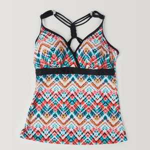 Women's Zigzag Zest Macrame Back Tankini Top