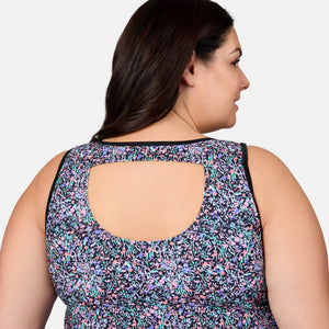 Women's Plus Size Bursting Blooms Full Side Shirring Tankini Top