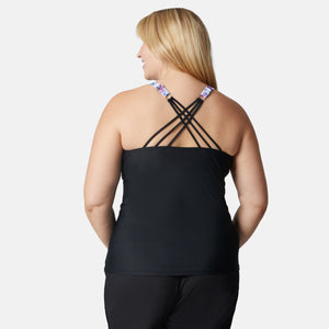 Women's Plus Size Ikat Notch Front Tankini Top