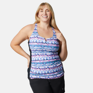 Women's Plus Size Ikat Notch Front Tankini Top