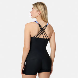 Women's Ikat Notch Front Tankini Top