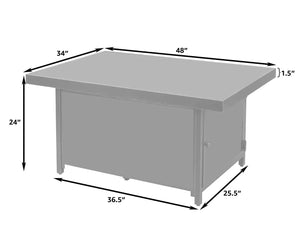 Sawyer 48" Rectangular Aluminum Convertible Gas Fire Pit Table