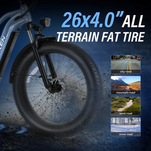 Electric Bike 26" x 4.0 Fat Tire Electric Bike,Peak 1500W Motor EBike for Adults with 48V 720WH Removable Battery, Up to 60Miles