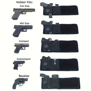 Portable Tactical Gun Holster Waist Belt Outdoor Hunting Hiking Concealed Carry Phone Bag Black Hidden Belly Defense Waist Belt