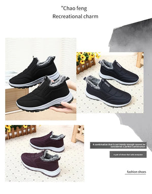 Winter Women Boots Outdoor Snow Boots Warm Lightweight Cotton Boot Non-slip Hiking Walking Shoes Fur Comfortable Women Ankle Boo