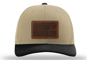 Shut Up & Fish Flag  Patch - Khaki/Black