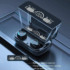 Original M10 Fone Bluetooth 5.3 TWS Wireless Headphones with LED Display Stereo Headset Touch Control Earbuds Noise Reduction