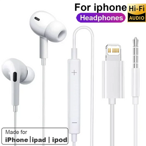 Original Earphones For Apple iPhone 14 Pro Max Lightning Headphones 13 12 11 Mini X XS XR SE 6 7 8 Plus Wired In-Ear Call Earbud