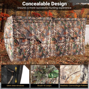 See-Through Hunting Blind Panel with Dog Door Pop up Waterflow Blind for 1-3 People