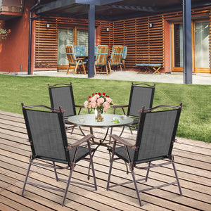 Set of 2 Patio Folding Sling Back Camping Deck Chairs