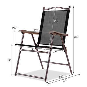 Set of 2 Patio Folding Sling Back Camping Deck Chairs