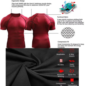 Men's Compression T-Shirt Summer Sportswear Running T shirt Elastic Quick Dry Sport Tops Tee Athletic Gym Workout T Shirts Men