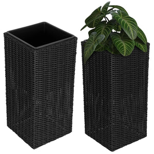 Sierra Square Wicker Planter 2-piece Set in Black