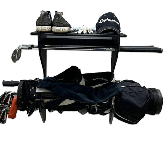 TRAPSKI Single Golf Bag Wall Rack Storage Organizer with Top Rectangle Shelf