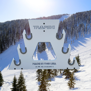 PRE-ORDER Special Edition White/Blue: TRAPSKI All Mountain/Race/XC Ski and Standard Stance Snowboard Rack