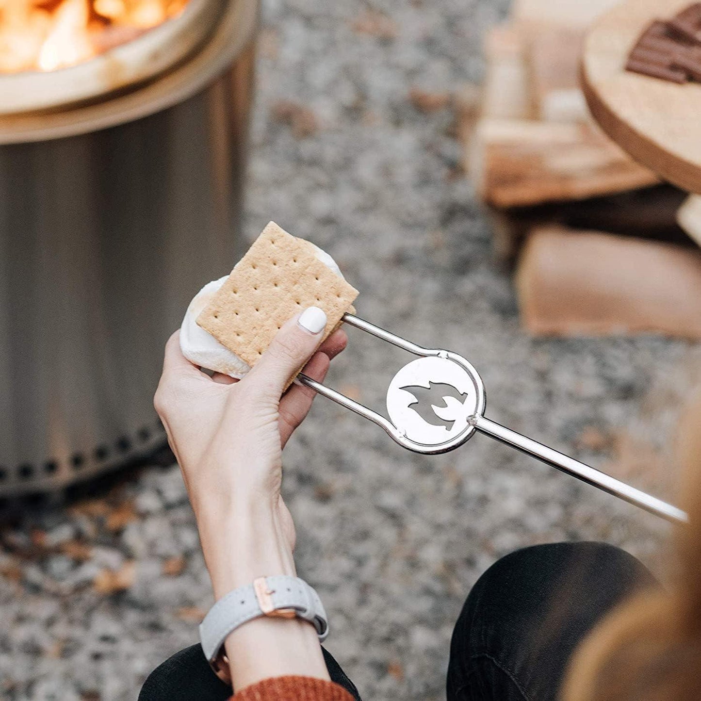 Solo Stove Roasting Sticks and Fire Pit Poker & Tongs | Great for Roasting Marshmallows, Smores and Hot Dogs | Firewood Accessories for Outdoor Fire Pits