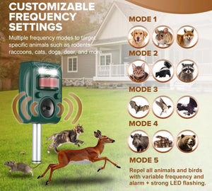 Solar Ultrasonic Outdoor Animal Repellent