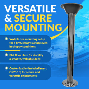 Boat Table Bracket, Table Post & Flush Mount Floor Plate - Stainless Steel