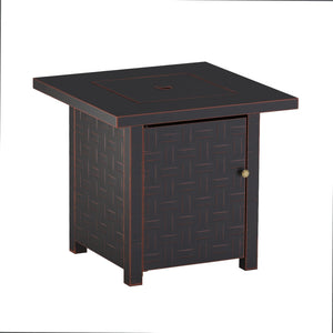 Somerset 28" Square Woven Aluminum Convertible Gas Fire Pit Table in Brushed Bronze