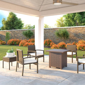 Somerset 28" Square Woven Aluminum Convertible Gas Fire Pit Table in Brushed Bronze