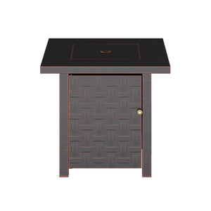 Somerset 28" Square Woven Aluminum Convertible Gas Fire Pit Table in Brushed Bronze