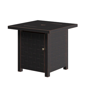 Somerset 28" Square Woven Aluminum Convertible Gas Fire Pit Table in Brushed Bronze