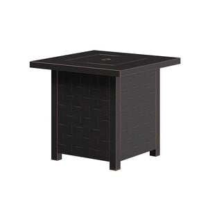 Somerset 28" Square Woven Aluminum Convertible Gas Fire Pit Table in Brushed Bronze