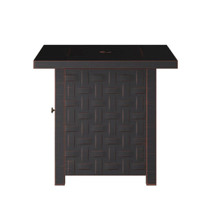 Somerset 28" Square Woven Aluminum Convertible Gas Fire Pit Table in Brushed Bronze