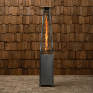 Square Pyramid Flame Patio Heater in Hammered Platinum