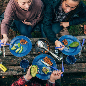 Stansport Deluxe 24-Piece Enamel Camping Tableware Set