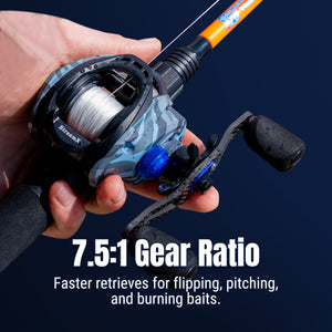 Reaction Tackle Baitcasting Fishing Reel- StreamX Edition- 7.5:1 Gear Ratio