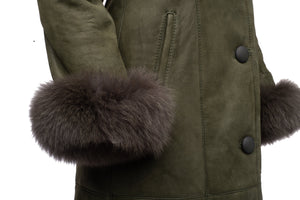 Caitlan’s Shearling Sheepskin Long Coat with Fox Fur Trim