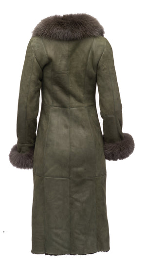 Caitlan’s Shearling Sheepskin Long Coat with Fox Fur Trim